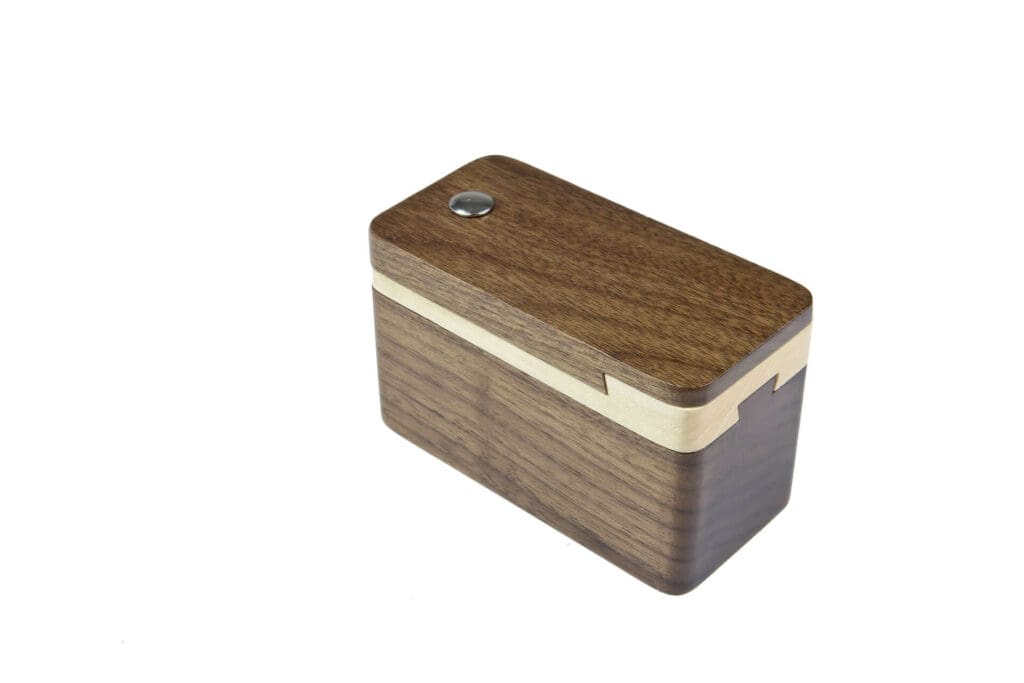 Bespoke Walnut and Maple wooden jewellery Box