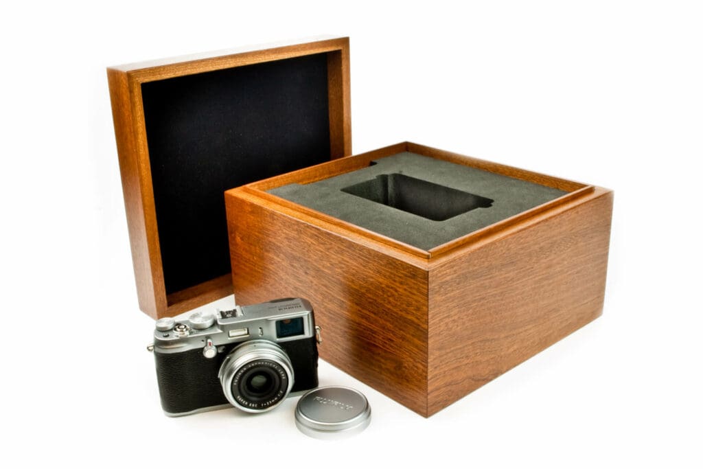Handcrafted wooden box for Fujifilm Digital camera