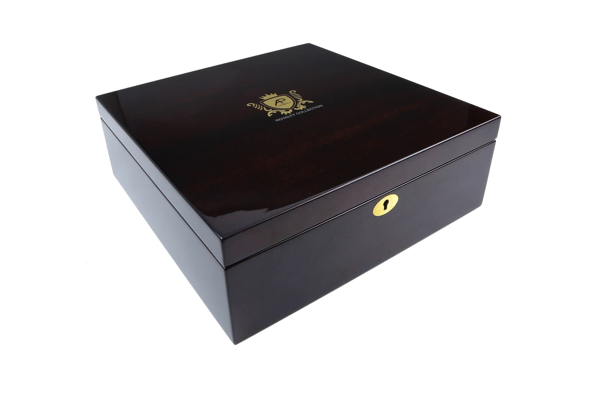 High Gloss Luxury Wooden Box with Gold Printed Logo