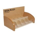Angled view of the Ridgeways of London wooden tea organiser.